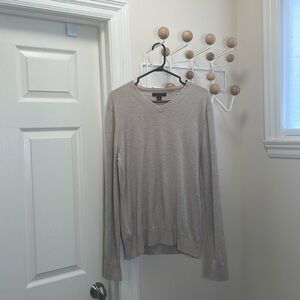 Banana Republic - Silk Cashmere Blend V-Neck Long Sleeve Shirt - Neutral Cream L